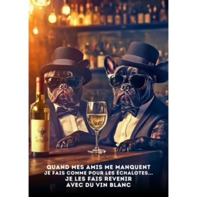 Affiche - Faire revenir les amis au vin blanc - Posters de nos Régions - Format A4 - Moyen 29,7cm x 21cm