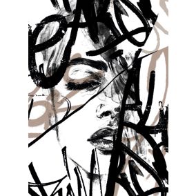 Affiche femme grafiti noir et blanc L.40 x H.50cm Dada Art