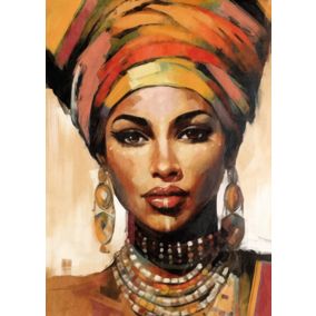 Affiche femme turban multicouleurs L.50 x H.70cm Dada Art