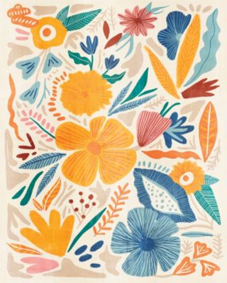 Affiche Flowers fleurs, feuilles, l.40 x H.50 cm multicolore