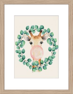 Affiche Girafe enfant multicouleur Dada Art l.24 x H.30 cm
