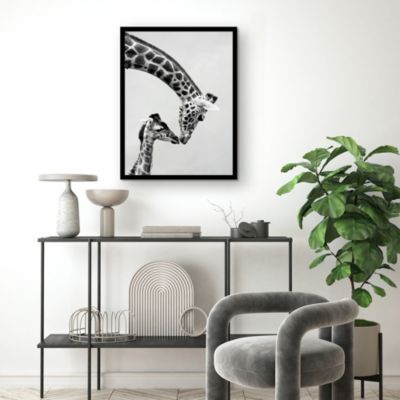 Affiche giraffe, animaux, savane, afrique l.60 x H.80 cm noir et blanc