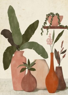 Affiche jarre pot et vase terracotta l.50 x l.70 cm Dada art