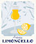 Affiche Limencello cocktail, verre, boisson l.40 x H.50 cm jaune et bleu