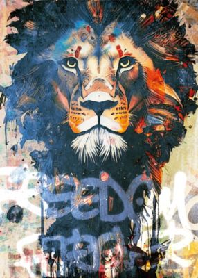 Affiche lion grafiti multicouleurs l.50 x l.70 cm Dada art