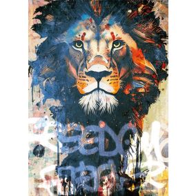 Affiche lion grafiti multicouleurs l.50 x l.70 cm Dada art