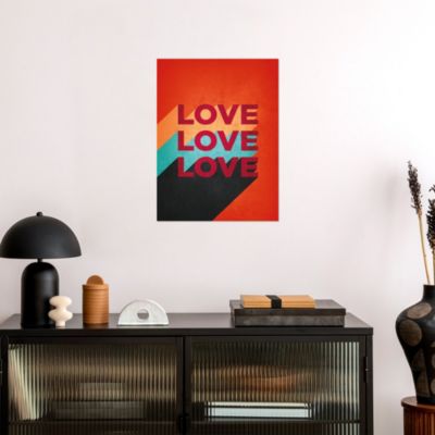 Affiche Love sur fond rouge l.30 x l.40 cm Dada Art