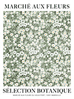 Affiche Marché aux fleurs vert et blanc Dada Art l.30 x H.40 cm