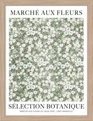 Affiche Marché aux fleurs vert et blanc Dada Art l.30 x H.40 cm