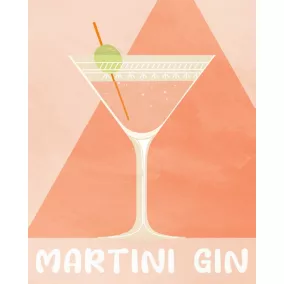 Affiche Martini orange Dada Art l.24 x H.30 cm