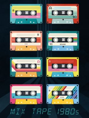 Affiche mix tape cassette multicouleurs l.30 x l.40 cm Dada Art