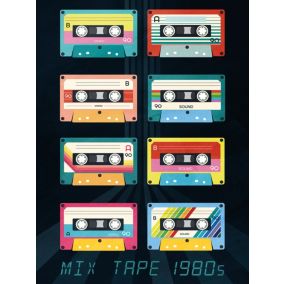 Affiche mix tape cassette multicouleurs l.30 x l.40 cm Dada Art