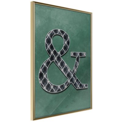 Affiche Murale Encadrée "Ampersand on Green Background" 21 x 30 cm Or