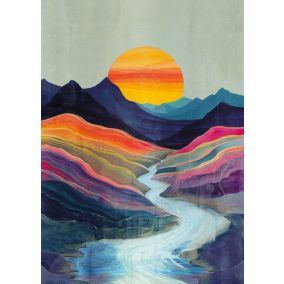 Affiche paysage coucher de soleil multicouleurs l.50 x H.70 cm Dada art