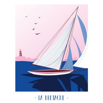 Affiche Côte d'Azur bateau voilier méditerranée