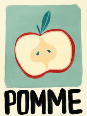 Affiche pomme vert pastel l.30 x l.40 cm Dada Art