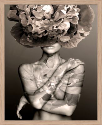 Affiche portrait femme chapeau de fleurs effet sépia L.40 x H.50cm Dada Art