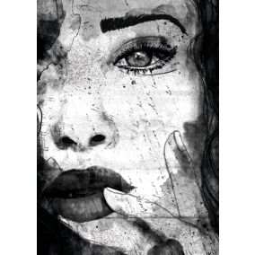 Affiche portrait visage femme noir et blanc L.40 x H.50cm Dada Art