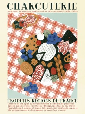 Affiche Produits régions de France " Charcuterie " l.30x H.40 cm Dada Art