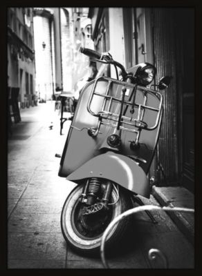 Affiche scooter noir et blanc L.50 x H.70cm Dada Art