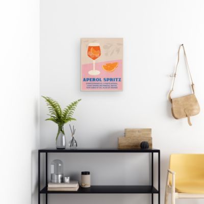 Affiche Spritz cocktail, verre, boisson l.40 x H.50 cm rose et orange