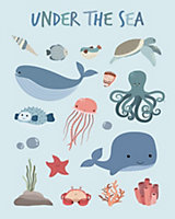 Affiche Under the sea bleu Dada Art l.40 x H.50 cm
