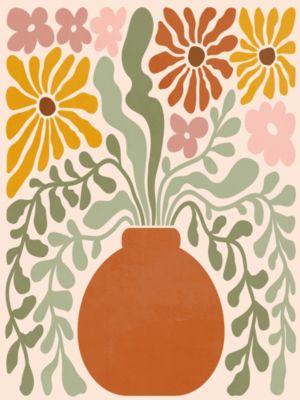 Affiche vase bouquet terracotta l.30 x l.40 cm Dada Art