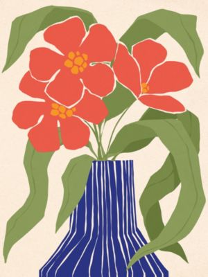 Affiche vase terracotta et bouquet de fleurs l.50 x l.70 cm Dada art