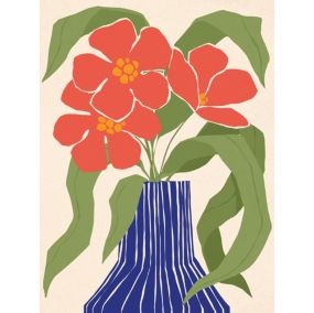 Affiche vase terracotta et bouquet de fleurs l.50 x l.70 cm Dada art