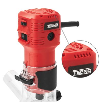 Affleureuse Électrique 650W 15000-32000 RPM Avec Housse Anti Poussière, Affleureuse à Bois Avec 5 Fraises Queue de 1/4", 6