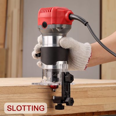 Affleureuse Électrique 710W 13000-33000 RPM Avec Housse anti Poussière, Affleureuse à Bois Avec 15 Fraises Queue de 1/4", 6