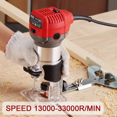Affleureuse Électrique 710W 13000-33000 RPM Avec Housse anti Poussière, Affleureuse à Bois Avec 15 Fraises Queue de 1/4", 6