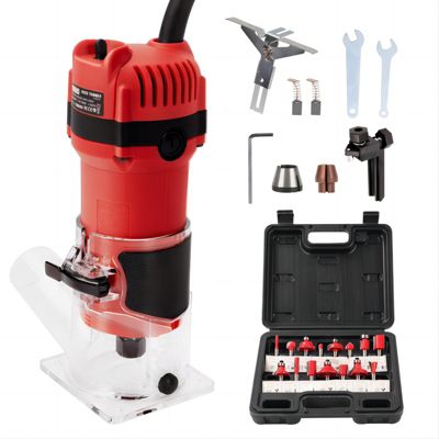 Affleureuse Électrique 800W 31000 RPM Avec Housse anti Poussière, Affleureuse à Bois Avec 15 Fraises Queue de 1/4", Base Fixe