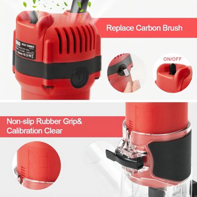 Affleureuse Électrique 800W 31000 RPM Avec Housse anti Poussière, Affleureuse à Bois Avec 15 Fraises Queue de 1/4", Base Fixe