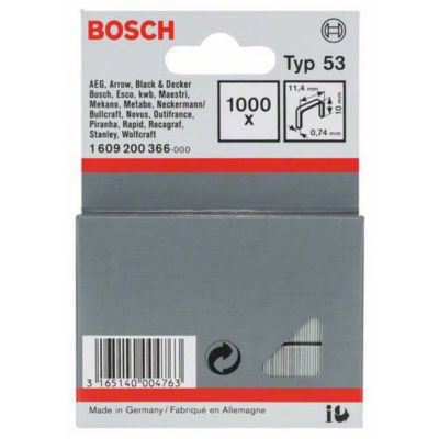 Agrafes fil fin type 53 11,4 x 0,74 x 10 mm - 1000 pièces, acier inoxydable