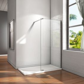 Aica Paroi De Douche 100x200cm En 10mm Verre Anticalcaire Avec Une Barre De Fixation Extensible