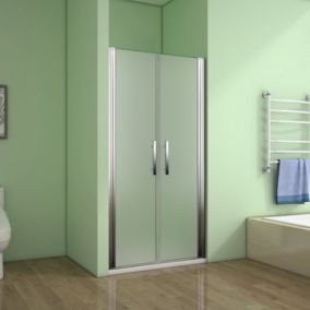 Aica Porte De Douche 110x185cm Porte Battante Verre Satiné Et Anticalcaire Porte Battante En Niche