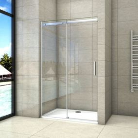 Aica Porte De Douche 130x195cm Coulissante En Niche En 8mm Verre Anticalcaire