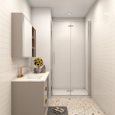 AICA porte de douche 76x195cm verre anticalcaire, installation en niche