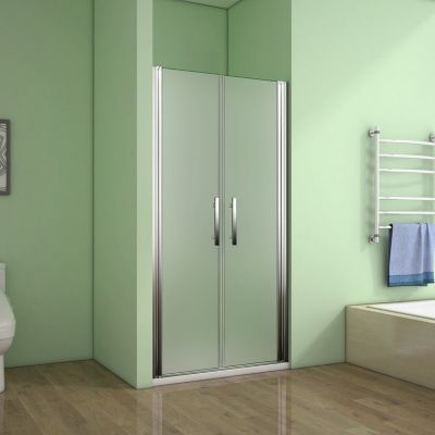 Aica Porte De Douche 80x185cm Porte Battante Verre Satiné Et Anticalcaire Porte Battante En Niche