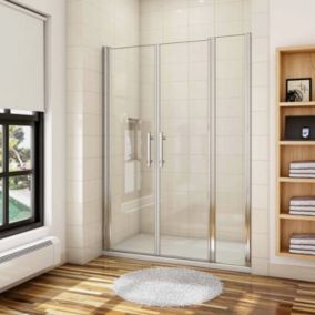 Aica Porte De Douche Battante 105x197cm Porte Battante Avec 1 élément Fixe En 6mm Verre Anticalcaire