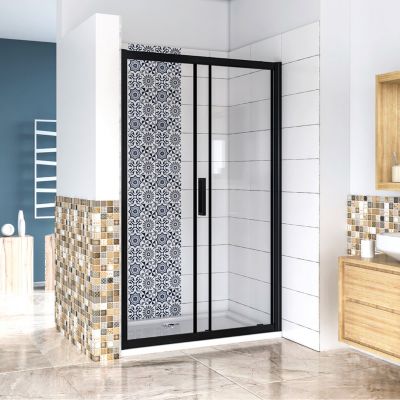 Aica Porte De Douche Noir Mat 160x195cm Porte De Douche Avec L'amortisseur Porte Coulissante En 8mm Verre Anticalcaire