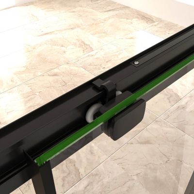 Aica Porte De Douche Noir Mat 160x195cm Porte De Douche Avec L'amortisseur Porte Coulissante En 8mm Verre Anticalcaire
