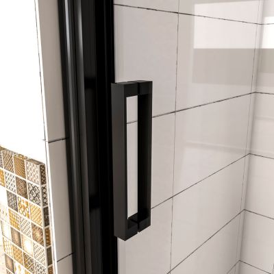 Aica Porte De Douche Noir Mat 160x195cm Porte De Douche Avec L'amortisseur Porte Coulissante En 8mm Verre Anticalcaire
