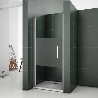 Aica Porte De Douche Pivotante 70x185cm En Niche En Verre Bande Central Dépoli Anticalcaire