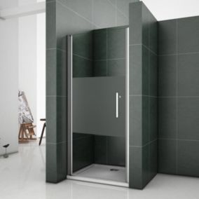 Aica Porte De Douche Pivotante 80x185cm En Niche En Verre Bande Central Dépoli Anticalcaire