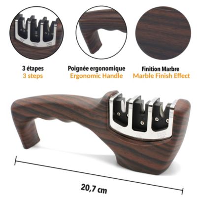 Aiguiseur Couteaux Manuel - 3 Étapes Poignée Ergonomique Patins Antidérapants Affûtage Facile