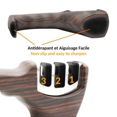Aiguiseur Couteaux Manuel - 3 Étapes Poignée Ergonomique Patins Antidérapants Affûtage Facile