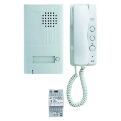 AIPHONE DA1AS - Kit portier audio 2 fils intégral, platine aluminium 22 mm, poste combiné et alimentation