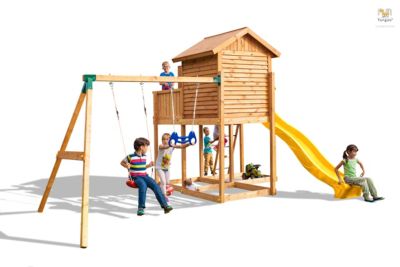 Aire de jeu FUNGOO MOVE MySIDE avec toboggan jaune